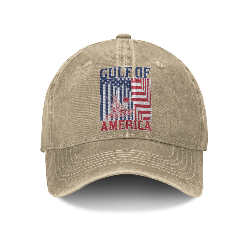 Gulf Of America Flag Island Print Washed Cap - Khaki - one size - image 3