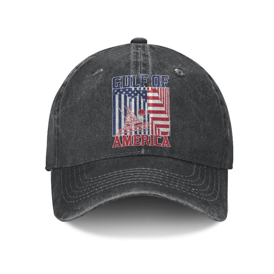 Gulf Of America Flag Island Print Washed Cap - Black - one size - image 1