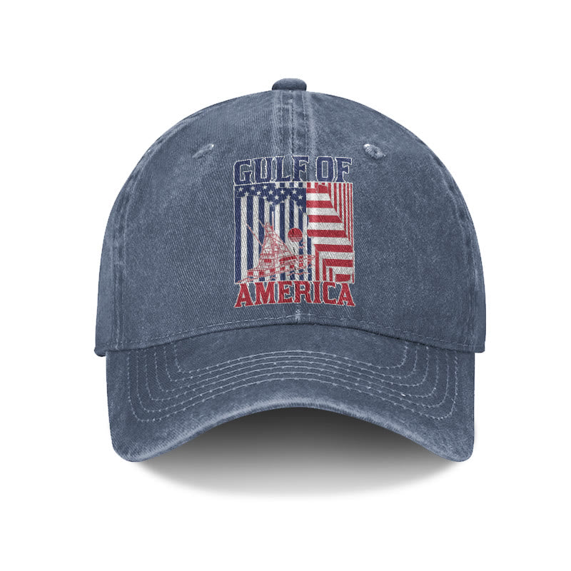Gulf Of America Flag Island Print Washed Cap - Blue - one size - image 7