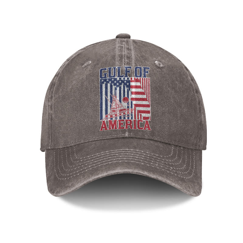 Gulf Of America Flag Island Print Washed Cap - Coffee - one size - image 5