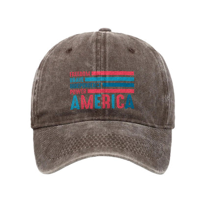 AMERICA Print Washed Cap - Coffee - one size - image 3