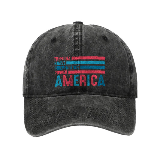 AMERICA Print Washed Cap - Black - one size - image 1