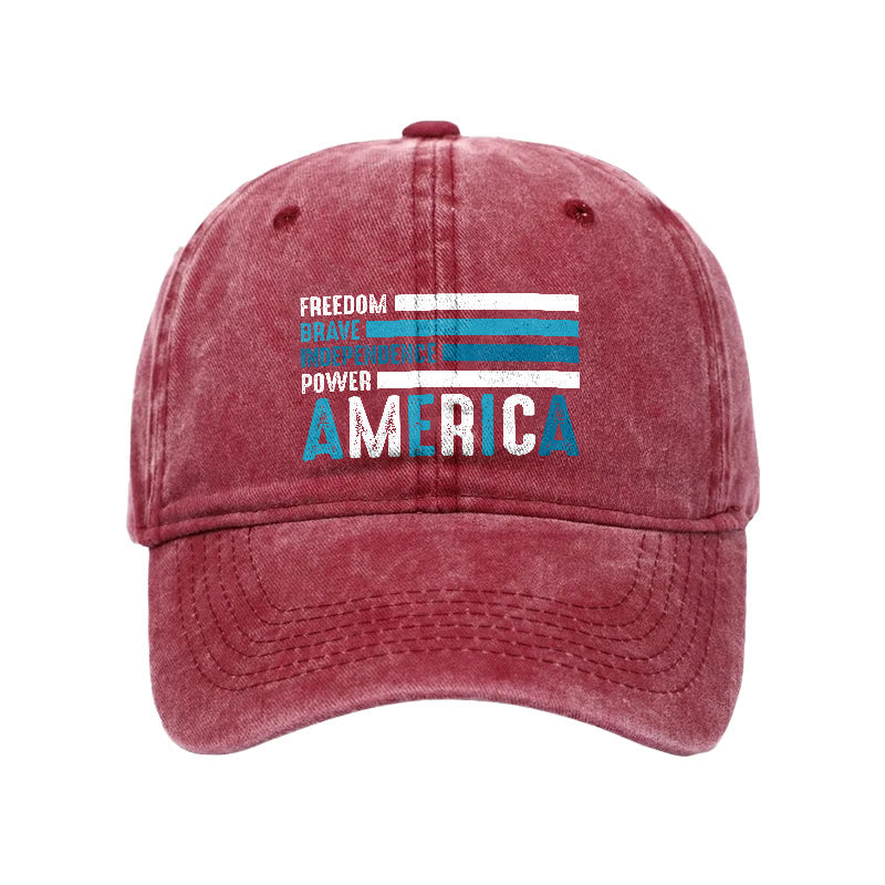 AMERICA Print Washed Cap - Wine - one size - image 5