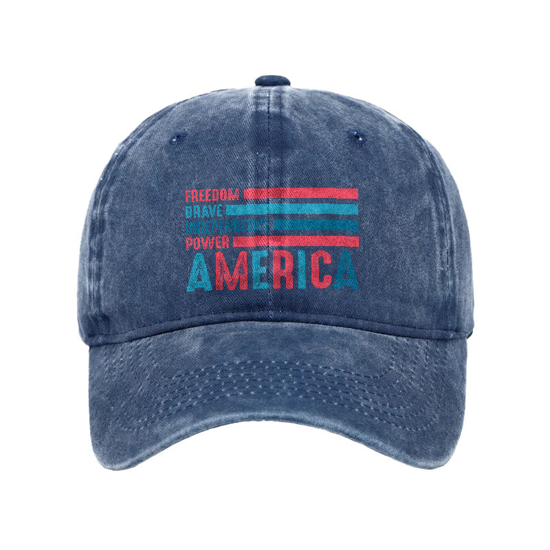 AMERICA Print Washed Cap - Blue - one size - image 6