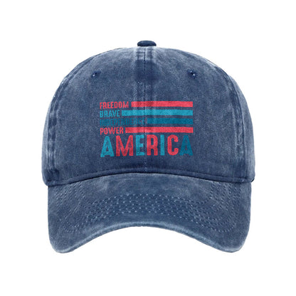 AMERICA Print Washed Cap - Blue - one size - image 6