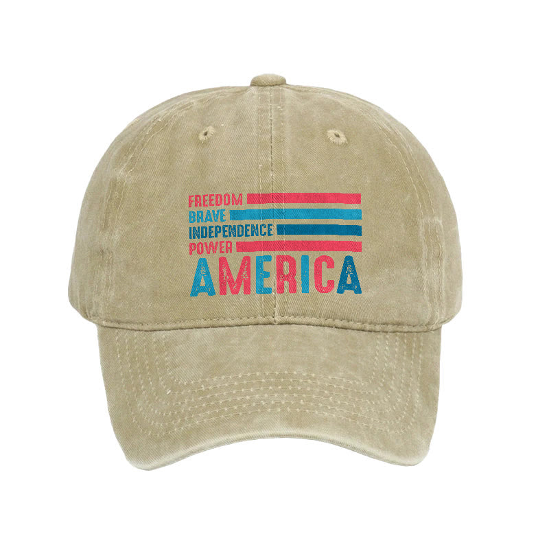 AMERICA Print Washed Cap - Khaki - one size - image 4