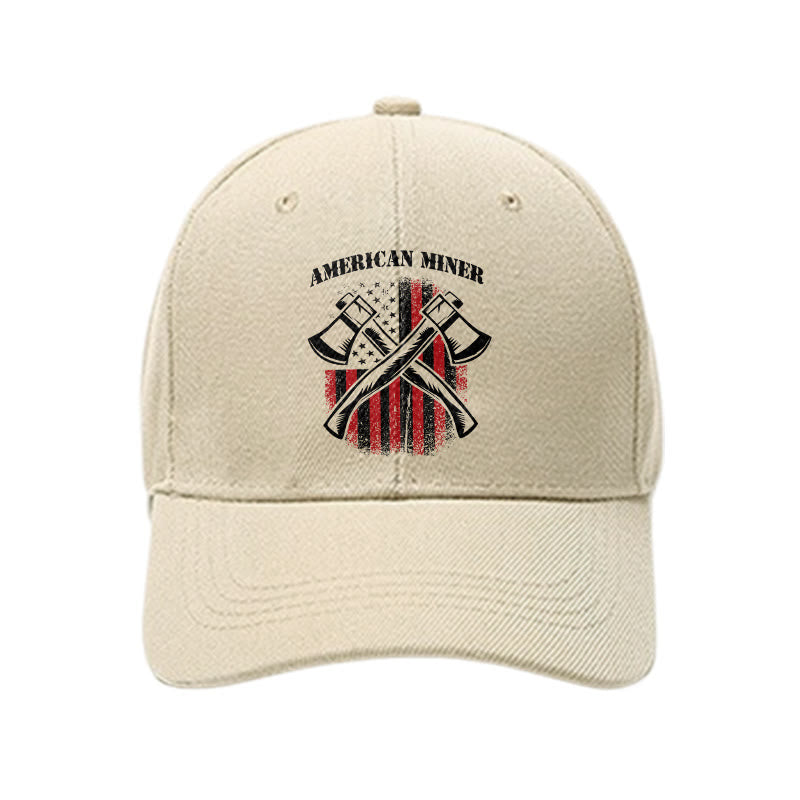 American Flag Miner Printed Cap - Apricot - one size - image 1