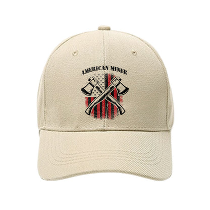 American Flag Miner Printed Cap - Apricot - one size - image 1
