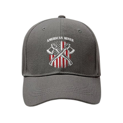 American Flag Miner Printed Cap - Grey - one size - image 6