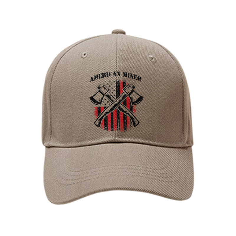 American Flag Miner Printed Cap - Coffee - one size - image 5