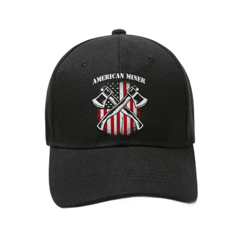 American Flag Miner Printed Cap - Black - one size - image 3