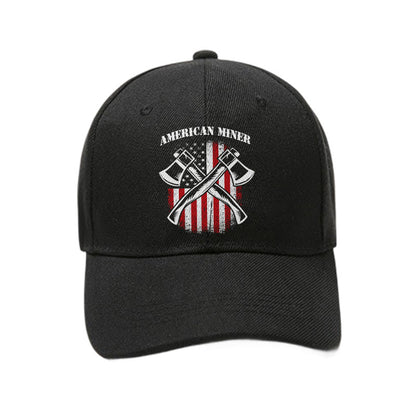 American Flag Miner Printed Cap - Black - one size - image 3