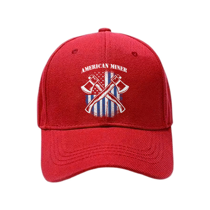 American Flag Miner Printed Cap - Red - one size - image 7