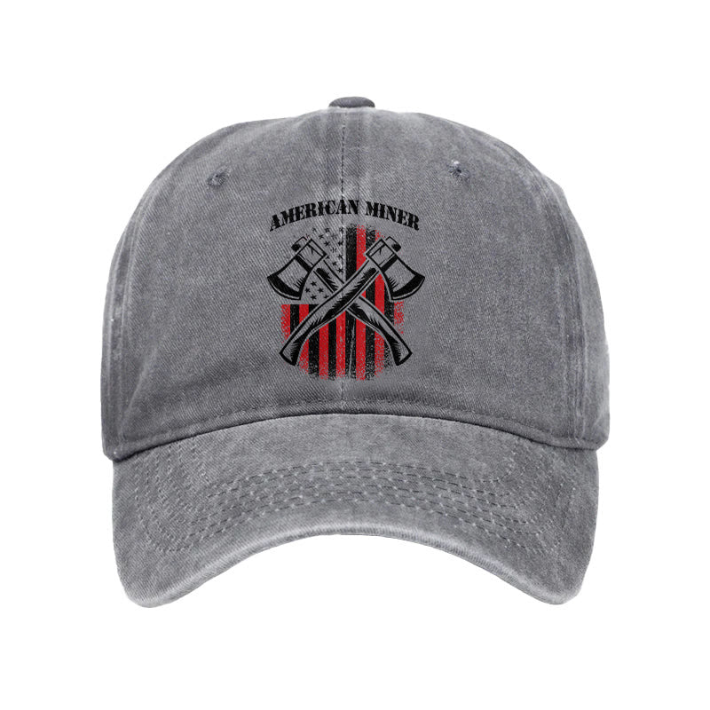 American Flag Miner Print Washed Cap - Grey - one size - image 4