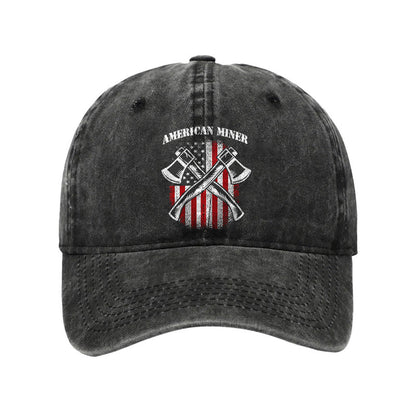 American Flag Miner Print Washed Cap - Black - one size - image 2