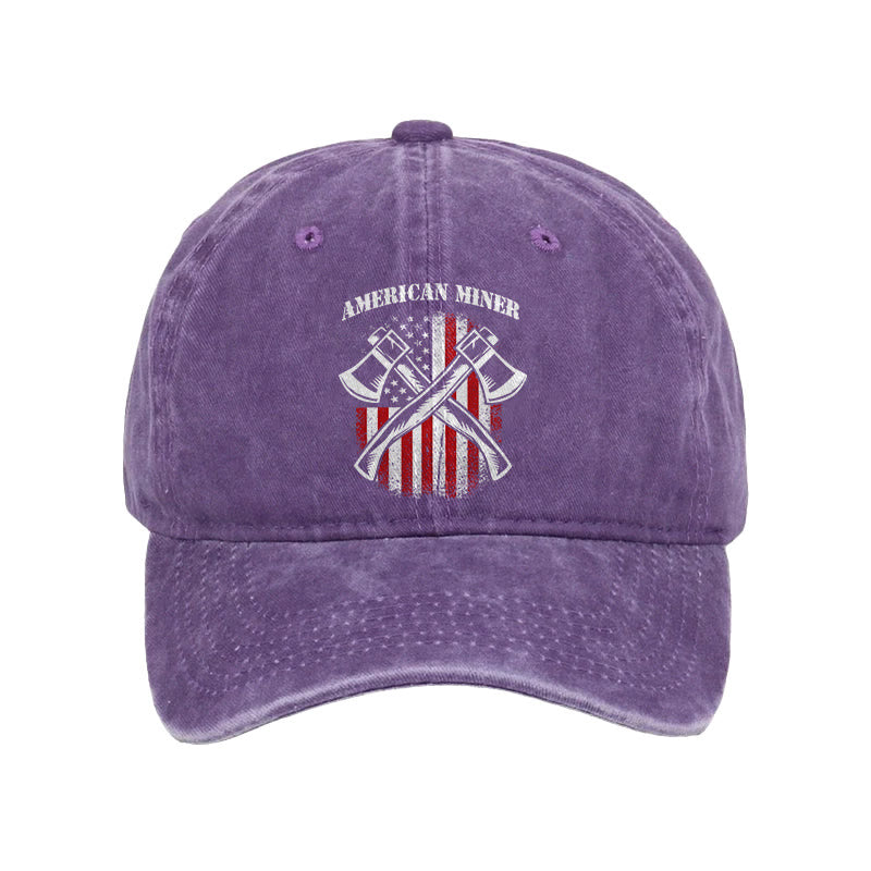 American Flag Miner Print Washed Cap - Purple - one size - image 7