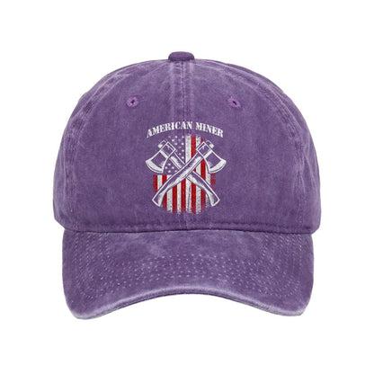 American Flag Miner Print Washed Cap - Purple - one size - image 7
