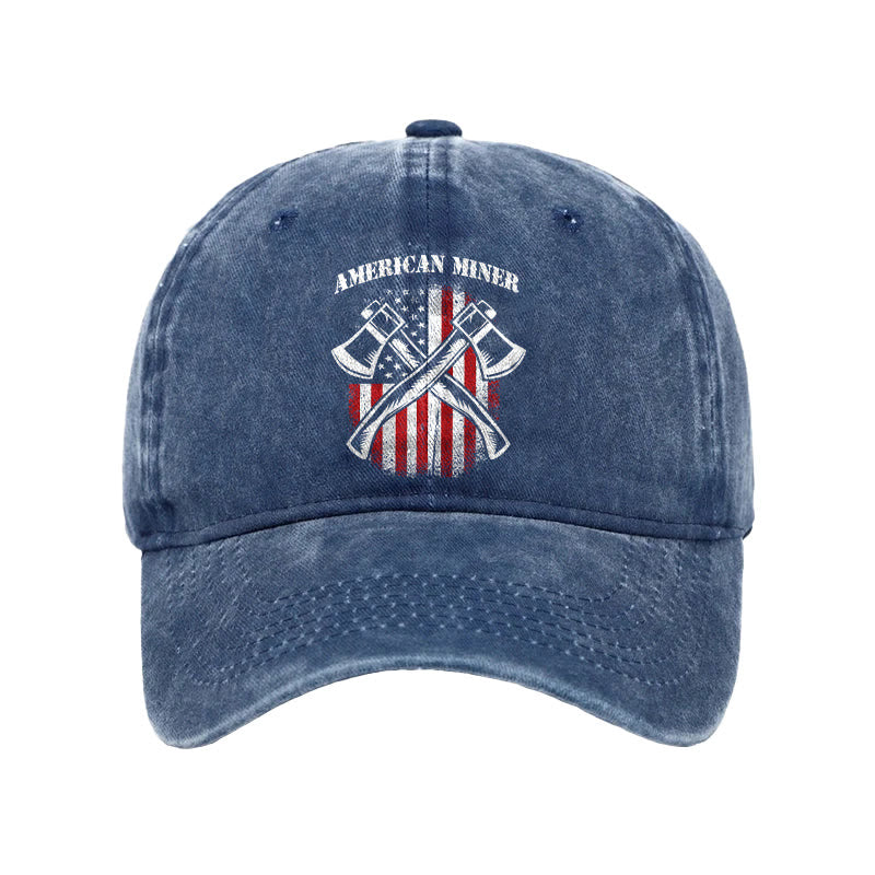 American Flag Miner Print Washed Cap - Blue - one size - image 6