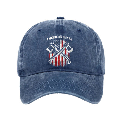 American Flag Miner Print Washed Cap - Blue - one size - image 6