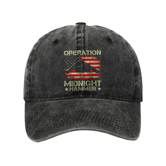 Midnight Hammer American Flag Print Washed Cap - Black - one size - image 1