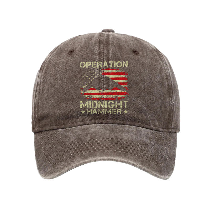 Midnight Hammer American Flag Print Washed Cap - Coffee - one size - image 5