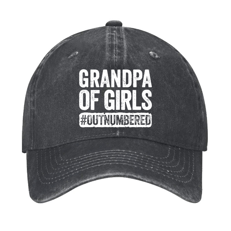 Grandpa Of Girls Outnumbered Funny Hat - Black - one size - image 1