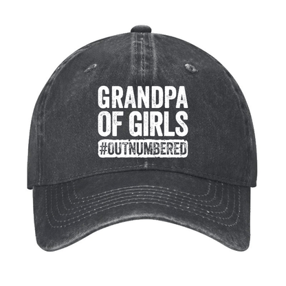 Grandpa Of Girls Outnumbered Funny Hat - Black - one size - image 1