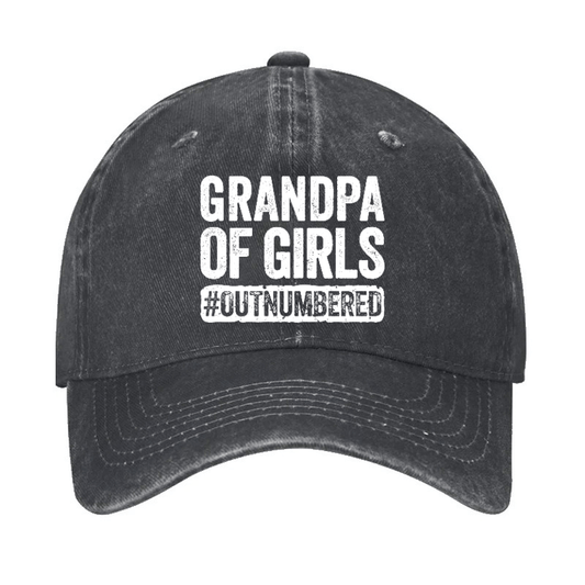 Grandpa Of Girls Outnumbered Funny Hat - Black - one size - image 1