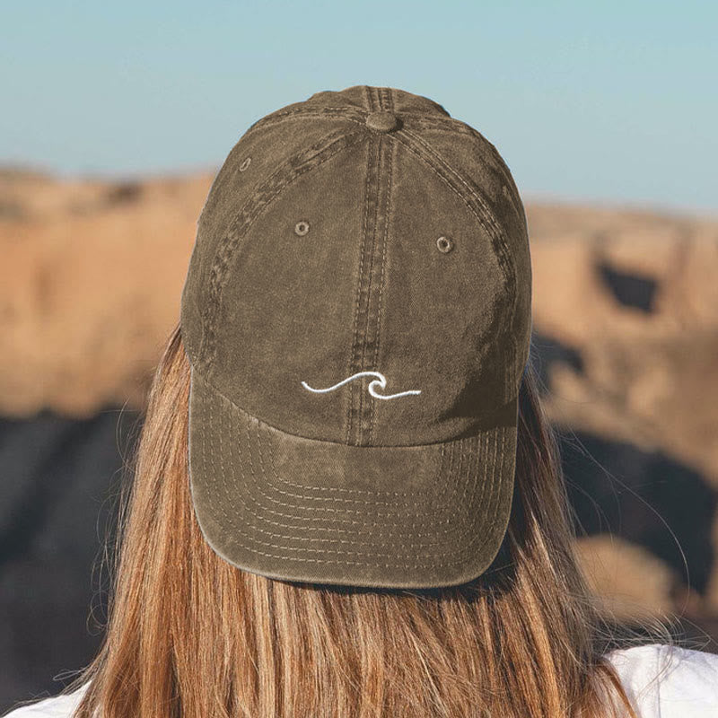 Wave Print Washed Cap - Khaki - One size - image 2