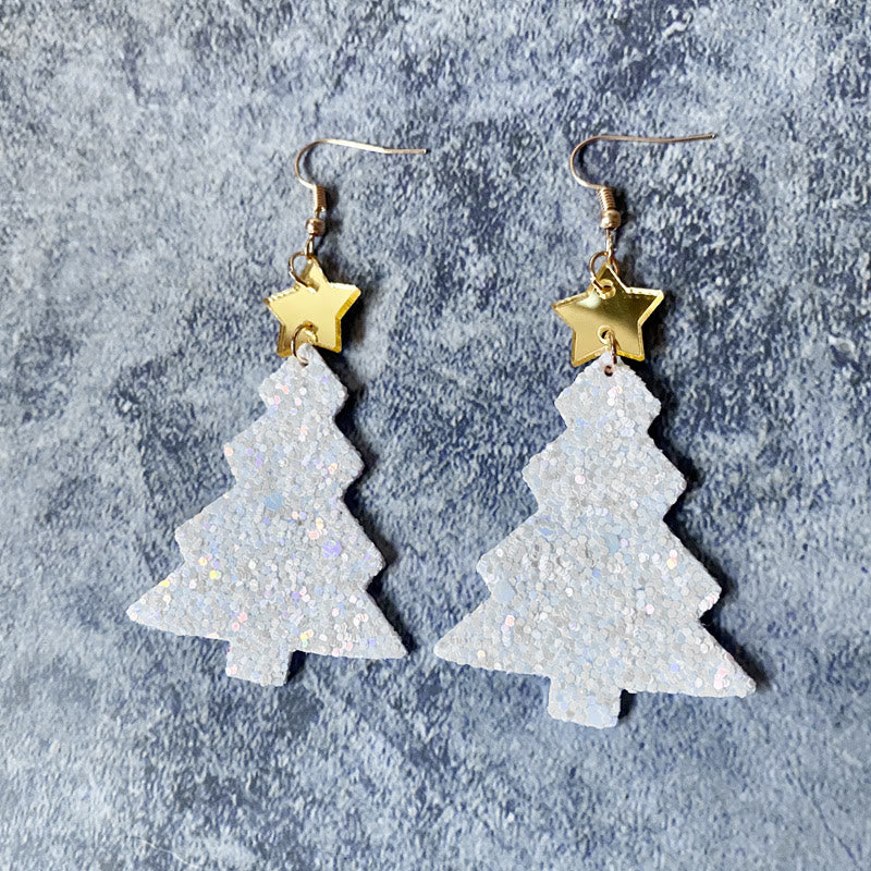 Women's Shiny Christmas Tree Fashion Earrings - White - one size - image 2