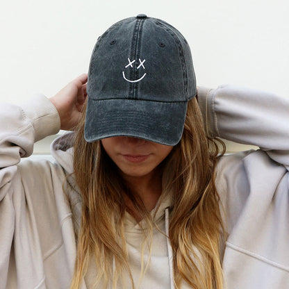 Happy Face Print Washed Cap - image 4