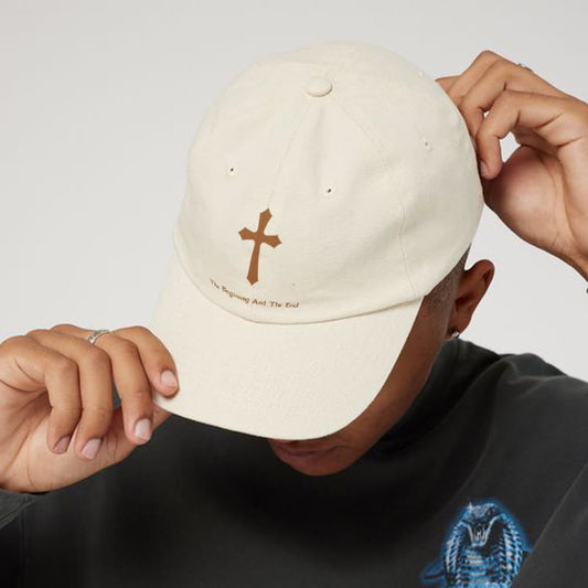 The Beiginning And The End Print Cap - Beige - one size - image 1