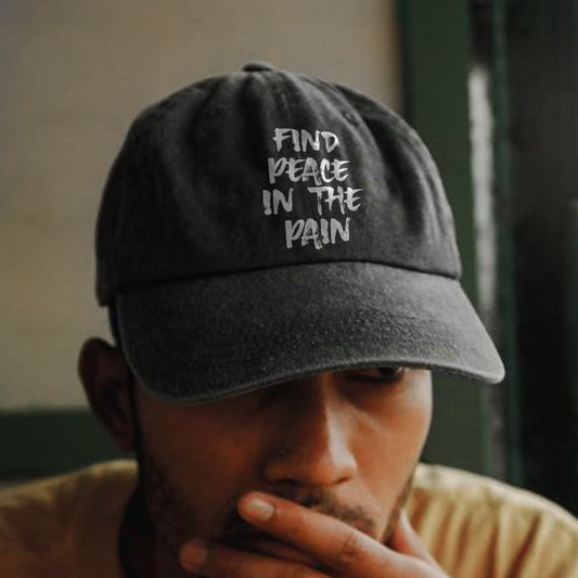 Find Peace In The Pain Print Washed Cap - Black - one size - image 1
