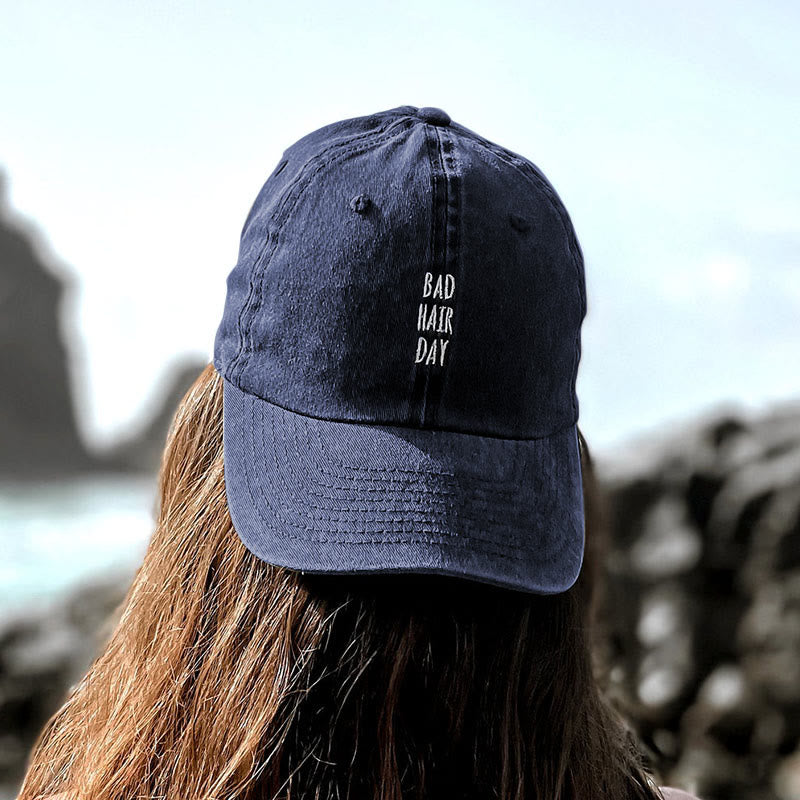 Bad Hair Day Print Washed Cap - Navy Blue - One size - image 3