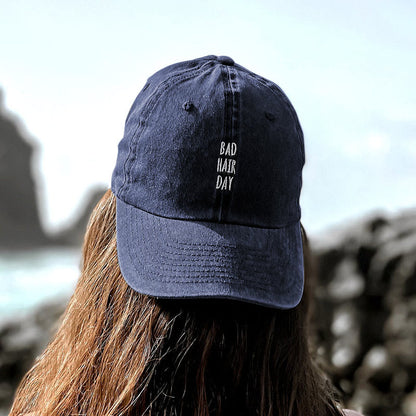 Bad Hair Day Print Washed Cap - Navy Blue - One size - image 3