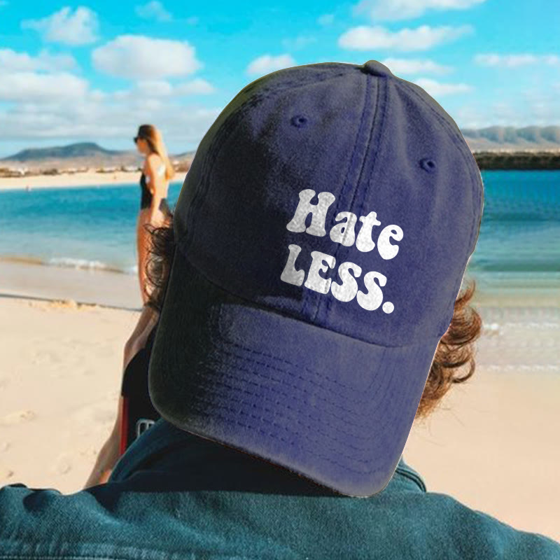Hate Less Print Washed Cap - Navy Blue - one size - image 3