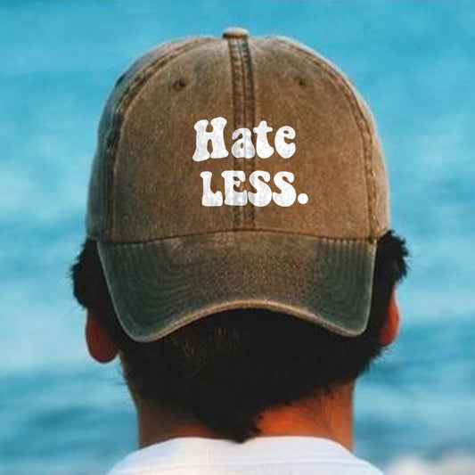 Hate Less Print Washed Cap - Khaki - one size - image 1
