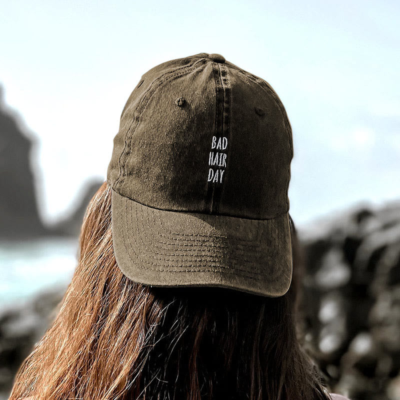 Bad Hair Day Print Washed Cap - Khaki - One size - image 2