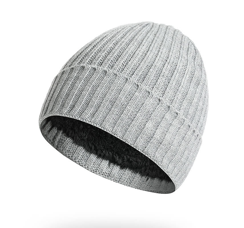 Warm Fleece Twist Wool Hat - Light Gray - one size - image 3