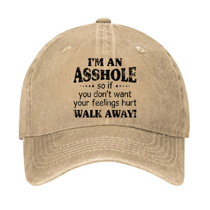 I'm An Asshole So If You Don't Want Your Feelings Hurt Walk Away Print Cap - Khaki - one size - image 4