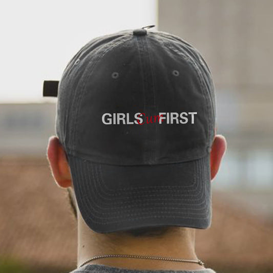 Girls Cum First Print Washed Cap - Black - one size - image 1