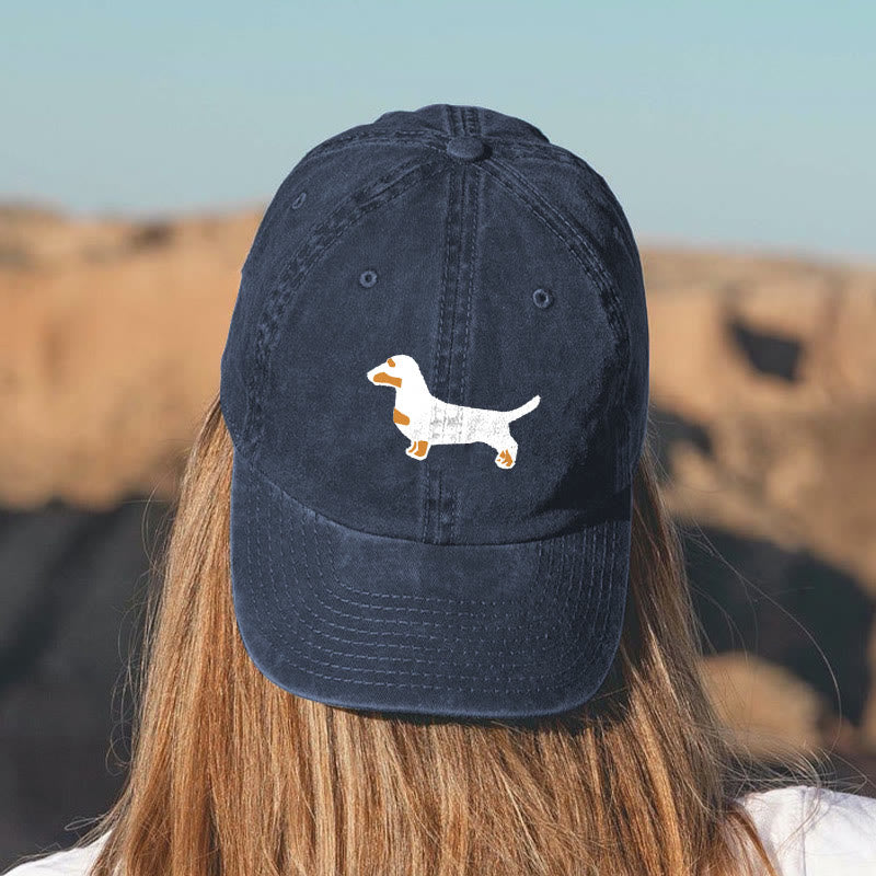 Dachshund Print Washed Baseball Cap - Blue - one size - image 3