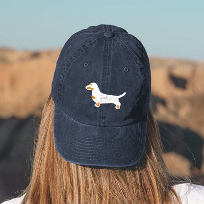 Dachshund Print Washed Baseball Cap - Blue - one size - image 3