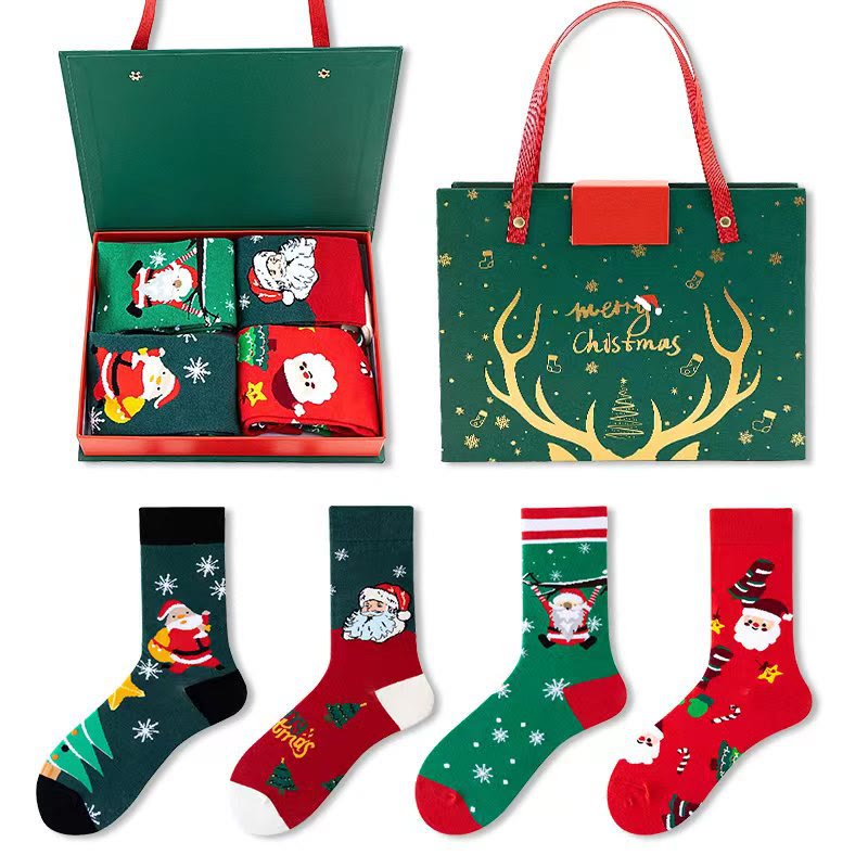 4 Pairs Of Christmas Stockings Gift Box Set - sets1 - one size - image 1