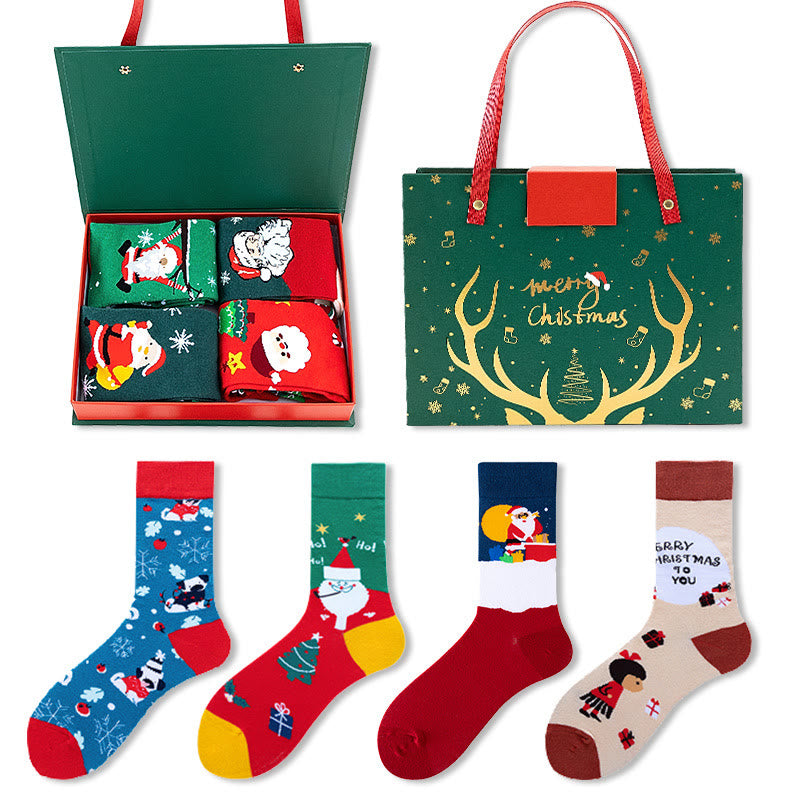 4 Pairs Of Christmas Stockings Gift Box Set - sets6 - one size - image 6