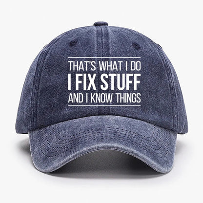 That's What I Do I Fix Stuff And I Know Things Print Cap - Blue - one size - image 4