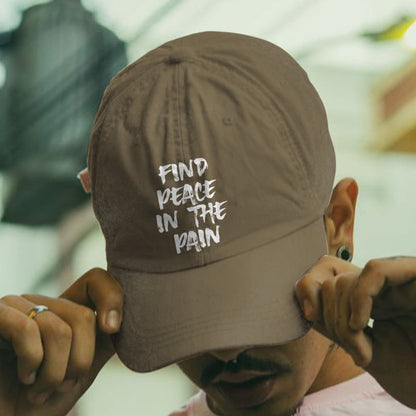 Find Peace In The Pain Print Washed Cap - Khaki - one size - image 2