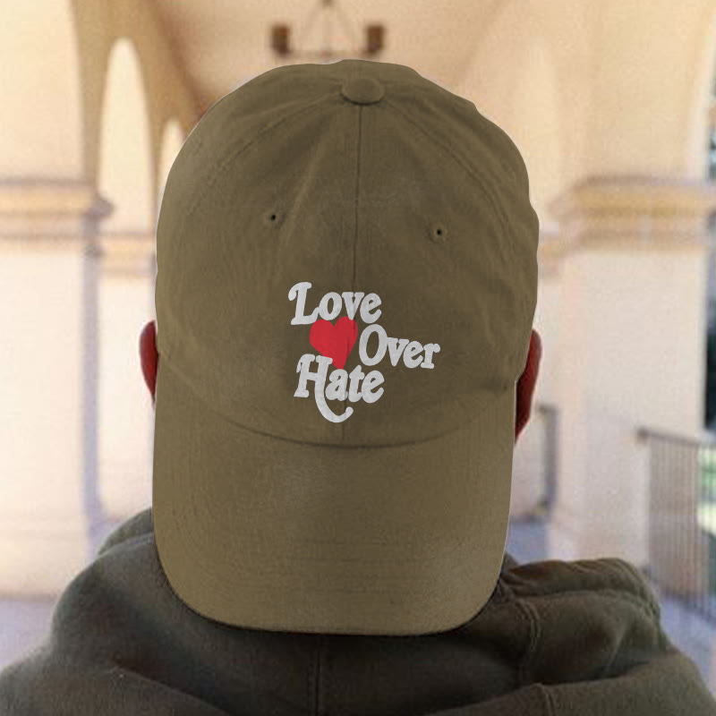 Love Over Hate Print Washed Cap - Khaki - one size - image 3