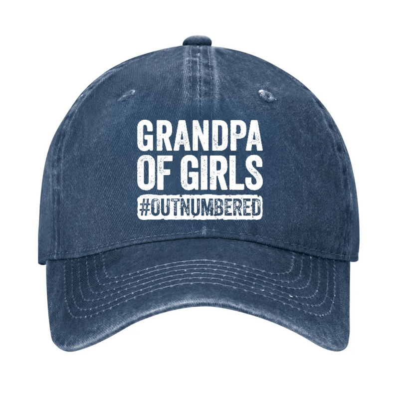 Grandpa Of Girls Outnumbered Funny Hat - Navy Blue - one size - image 3