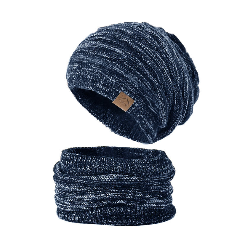 Solid Color Warm Pullover Wool Hat - Navy Blue - one size - image 5
